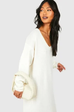 Jumper Dresses|Jumper Dresses*boohoo Slouchy Soft Knit Maxi Knitted Dress cream