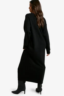 Maxi Dresses|Jumper Dresses*boohoo Slouchy Soft Knit Maxi Knitted Dress black