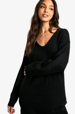 Maxi Dresses|Jumper Dresses*boohoo Slouchy Soft Knit Maxi Knitted Dress black