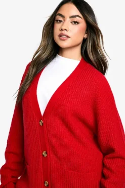 Cardigans|Jumpers & Cardigans*boohoo Slouchy Soft Knit Oversized Boyfriend Cardigan red