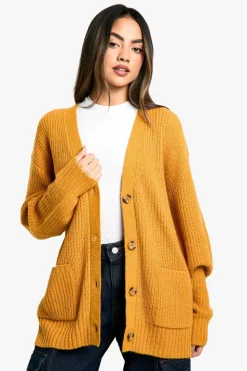 Cardigans|Jumpers & Cardigans*boohoo Slouchy Soft Knit Oversized Boyfriend Cardigan mustard