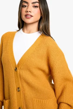 Cardigans|Jumpers & Cardigans*boohoo Slouchy Soft Knit Oversized Boyfriend Cardigan mustard