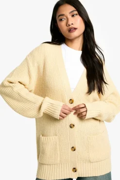 Cardigans|Up To 80% Off Winter Warmers*boohoo Slouchy Soft Knit Oversized Boyfriend Cardigan stone