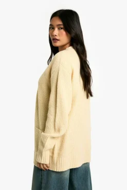 Cardigans|Up To 80% Off Winter Warmers*boohoo Slouchy Soft Knit Oversized Boyfriend Cardigan stone