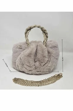 Shoulder Bags|Handbags*Kitise Small Braided Handle Fluffy Shoulder Handbag Beige
