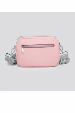 Cross-Body Bags|Handbags*Kitise Small Double Compartments Silver Badge Crossbody Bag With Canvas Strap Ivory