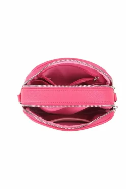 Cross-Body Bags|Handbags*Kitise Small Double Zip Crossbody Metal Badge Camera Bag With Canvas Strap Pink