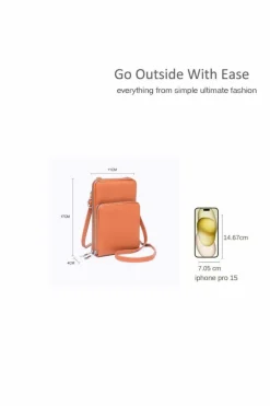 Handbags*Kitise Small Double-Zipped Mobile Phone Bag with Adjustable Strap Beige