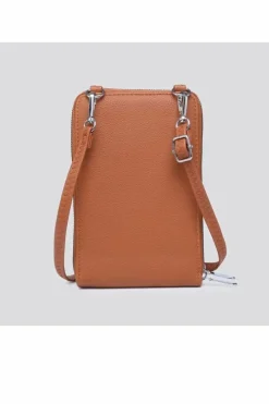Handbags*Kitise Small Double-Zipped Mobile Phone Bag with Adjustable Strap Beige