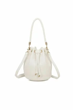 Cross-Body Bags*Kitise Small Drawstring Top-Handle Bucket Bag with Crossbody Strap White