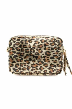 Cross-Body Bags*Kitise Small Italian Genuine Leather Metallic Leopard Print Tassel Charm Crossbody Bag Brown