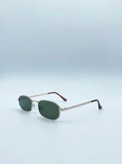 Sunglasses*SVNX Small Metal Hexagon Frame in Gold with Lenses Khaki