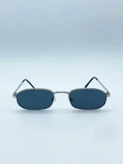 Sunglasses*SVNX Small Metal Hexagon Frame in silver with Lenses Black