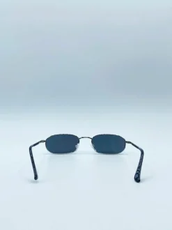 Sunglasses*SVNX Small Metal Oval Frame in with Black Lenses Silver