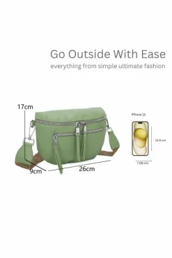 Cross-Body Bags*Kitise Small Ribon Zip Crossbody Bag With Wide Canvas Strap Beige