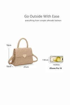Cross-Body Bags|Handbags*Kitise Small Stylish Top Handle Removable Strap Heart Accent Quilted Crossbody Bag Clutch Handbag Pink
