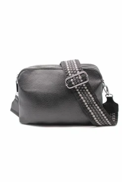Cross-Body Bags*Kitise Small Triple Zip Messenger Crossbody Bag Canvas Strap Black
