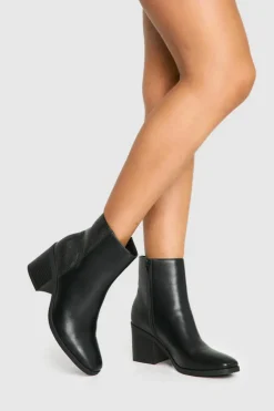 Heeled Boots|All Boots*boohoo Snake Panel Detail Heeled Shoe Boots black