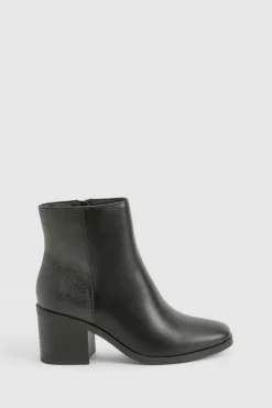 Heeled Boots|All Boots*boohoo Snake Panel Detail Heeled Shoe Boots black