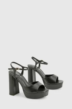 Heels*boohoo Snake Platform Heels black
