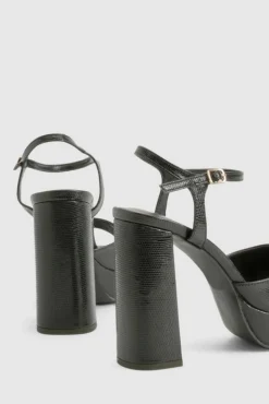 Heels*boohoo Snake Platform Heels black