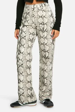 Up To 80% Off Winter Warmers|Denim*boohoo Print Straight Leg Jean snake