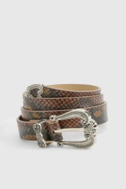 Belts*boohoo Print Western Buckle Belt snake