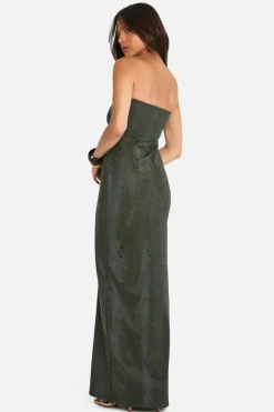 Bodycon Dresses*boohoo Snake Pu Bandeau Maxi Dress khaki