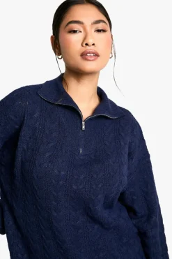 Jumpers*boohoo Soft Cable Funnel Neck Jumper navy