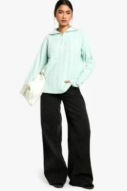 Jumpers*boohoo Soft Cable Funnel Neck Jumper mint