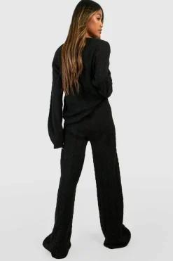 Knitted Co-Ords*boohoo Soft Cable Knitted Co-ord black