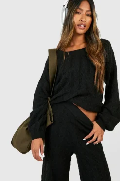 Knitted Co-Ords*boohoo Soft Cable Knitted Co-ord black