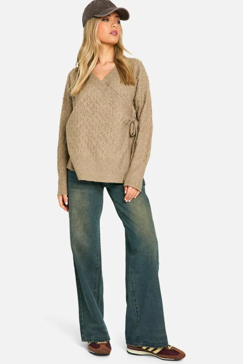 Cardigans|Up To 80% Off Winter Warmers*boohoo Soft Cable Knitted Wrap Cardigan mocha