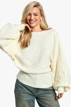 Jumpers|Up To 80% Off Winter Warmers*boohoo Soft Cable Twist Back Detail Knitted Jumper cream