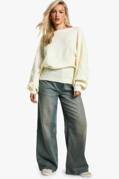 Jumpers|Up To 80% Off Winter Warmers*boohoo Soft Cable Twist Back Detail Knitted Jumper cream