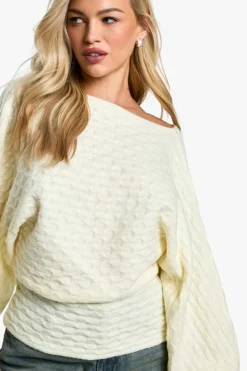 Jumpers|Up To 80% Off Winter Warmers*boohoo Soft Cable Twist Back Detail Knitted Jumper cream