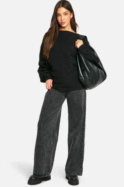Jumpers|Up To 80% Off Winter Warmers*boohoo Soft Cable Twist Back Detail Knitted Jumper black
