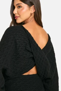 Jumpers|Up To 80% Off Winter Warmers*boohoo Soft Cable Twist Back Detail Knitted Jumper black