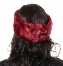 Hair Accessories*SVNX Soft Faux Fur Headband In Burgundy Dark Red