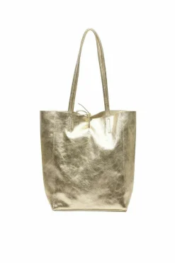 Tote Bags*Sostter Soft Metallic Leather Tote Shopper Bag | BYDRX Gold
