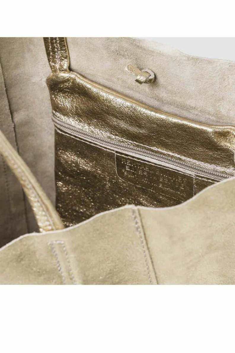 Tote Bags*Sostter Soft Metallic Leather Tote Shopper Bag | BYDRX Gold
