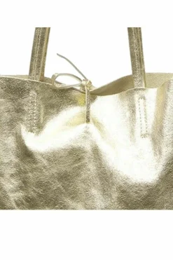 Tote Bags*Sostter Soft Metallic Leather Tote Shopper Bag | BYDRX Gold