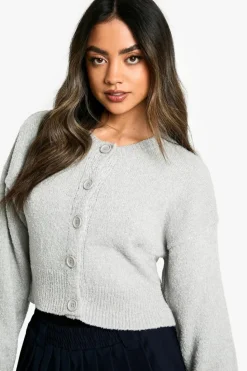 Cardigans|Knitwear*boohoo Soft Knit Bomber Cardigan grey