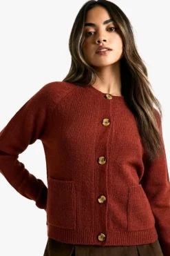 Cardigans*boohoo Soft Knit Boxy Cardigan With Pockets chocolate