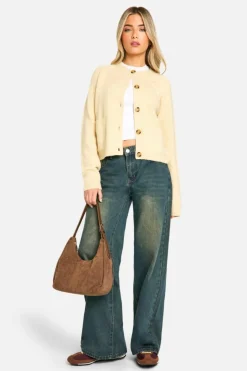 Cardigans|Up To 80% Off Winter Warmers*boohoo Soft Knit Boxy Cardigan With Pockets stone