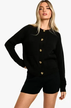 Cardigans|Knitwear*boohoo Soft Knit Boxy Cardigan With Pockets black