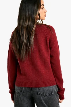 Cardigans|Jumpers & Cardigans*boohoo Soft Knit Boxy Cardigan With Pockets berry