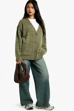 Cardigans|Jumpers & Cardigans*boohoo Soft Knit Button Through Cardigan olive
