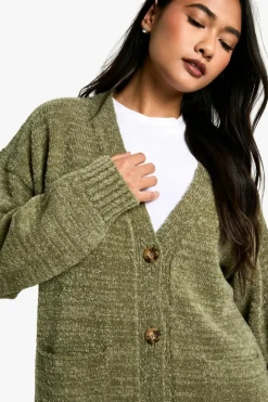 Cardigans|Jumpers & Cardigans*boohoo Soft Knit Button Through Cardigan olive