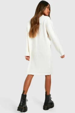 Jumper Dresses|Jumper Dresses*boohoo Soft Knit Collared Jumper Dress stone